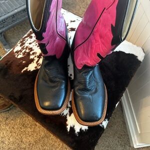 Black & Hot Pink Cross Western Cowboy Boots